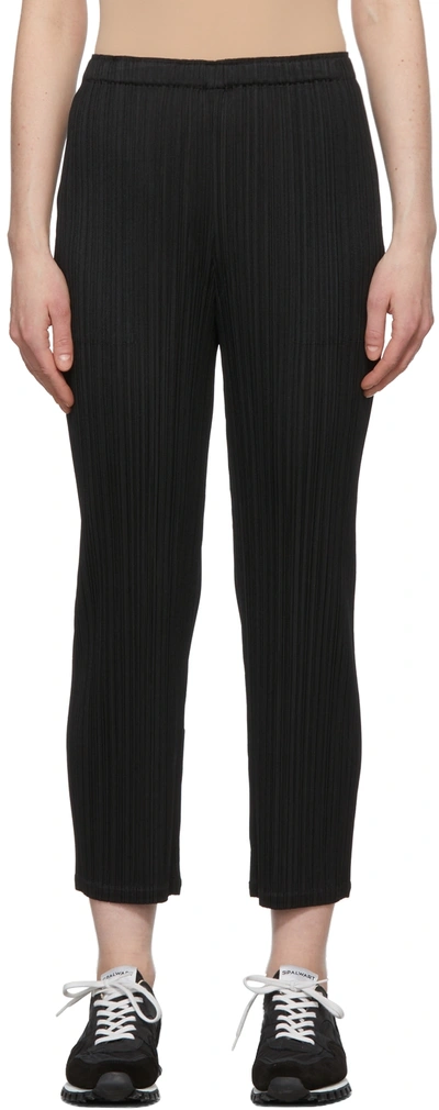 Issey Miyake Elasticated-waist Slip-on Straight Trousers In Black