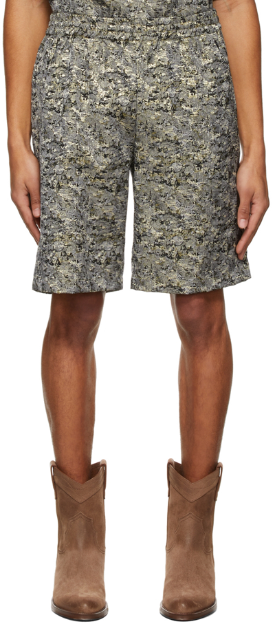 Needles Black & Gold Double Weave Jacquard Basketball Shorts In Multicolour