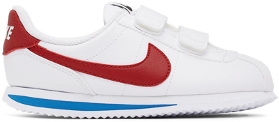 Nike Kids White & Red Cortez Basic Sl Little Kids Sneakers In White/ Varsity Red/ Black