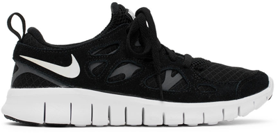 Nike Kids Black Free Run 2 Big Kids Sneakers In Black/white-dark Gre