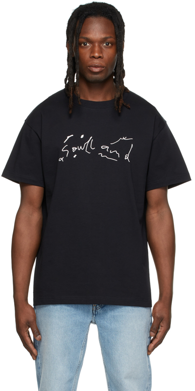 Soulland Scribble Black Logo-print Cotton T-shirt