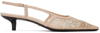 Gucci Demi Leather-trimmed Crystal-embellished Mesh Slingback Pumps In 9960 Lt Powder/skin