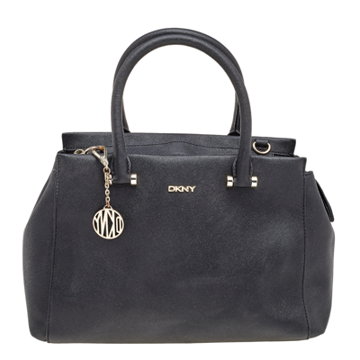 Pre-owned Dkny Black Leather Top Zip Tote
