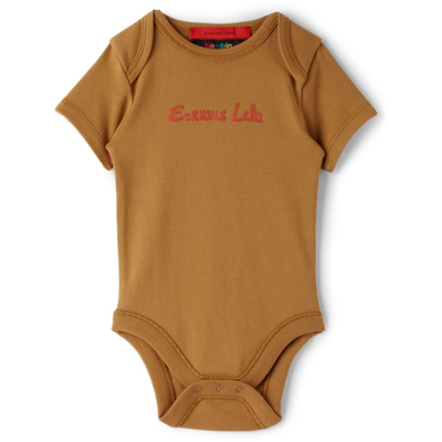 Eckhaus Latta Ssense Exclusive Baby Tan Bambino Romper In Brown/red