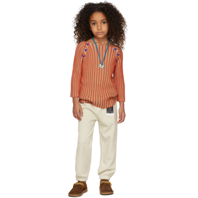 Eckhaus Latta Ssense Exclusive Kids Beige & Orange Ribbed Bambino Sweater In Lint/cherry
