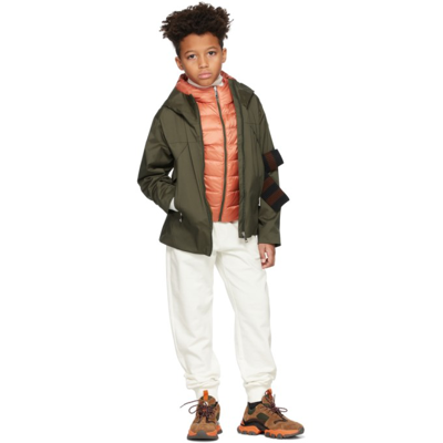 Moncler Kids Khaki & Orange Down Rangen Parka Jacket In 827 Green/orange