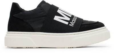 Mm6 Maison Margiela Kids Black Elastic Logo Sneakers In 2 Black