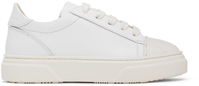 Mm6 Maison Margiela Embossed Logo Lace-up Leather Sneakers In White