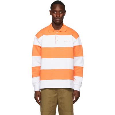 Jacquemus Orange & White 'le Polo Rayures' Polo