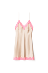 Alexander Wang Silk Satin Slip Mini Dress W/ Lace In Powder Room