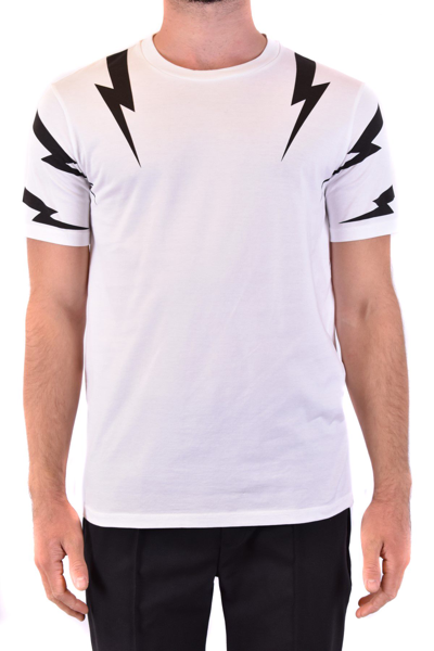 Neil Barrett Mens White Cotton T-shirt