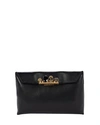 ALEXANDER MCQUEEN SKULL FOUR RING LEATHER POUCH