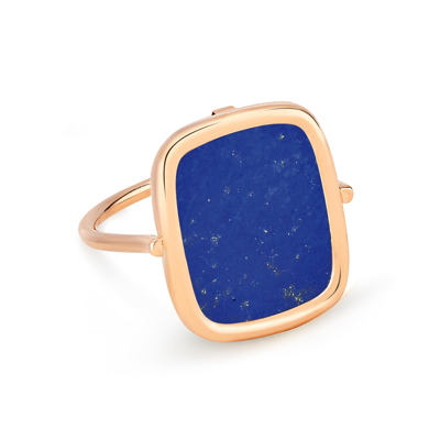 Ginette Ny Rose Gold Lapis Antiqued Ring In Pink Gold