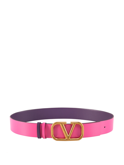 Valentino Garavani Leather Buckle With Iconic Buckle - Atterley In Pink