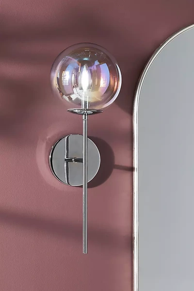 Anthropologie Iridescent Globe Sconce In Silver
