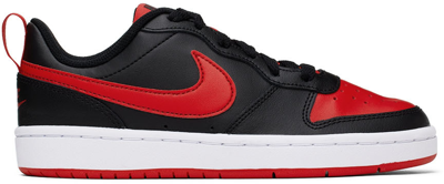 Nike Kids Black & Red Court Borough Low 2 Little Kids Sneakers In Black,white,university Red