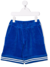 Moncler Stripe-trimmed Velvet Shorts In Blue