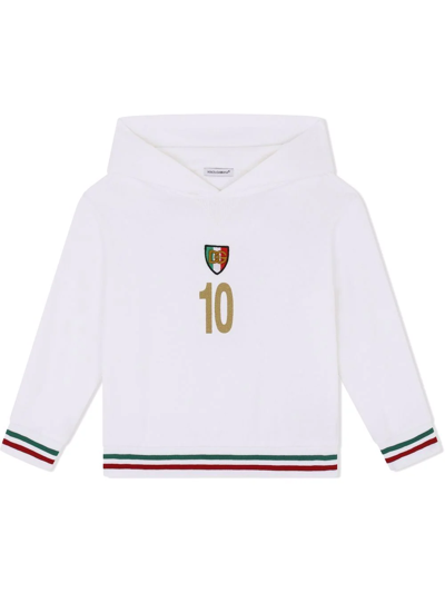 Dolce & Gabbana Kids' Italia Print Cotton Hoodie In White