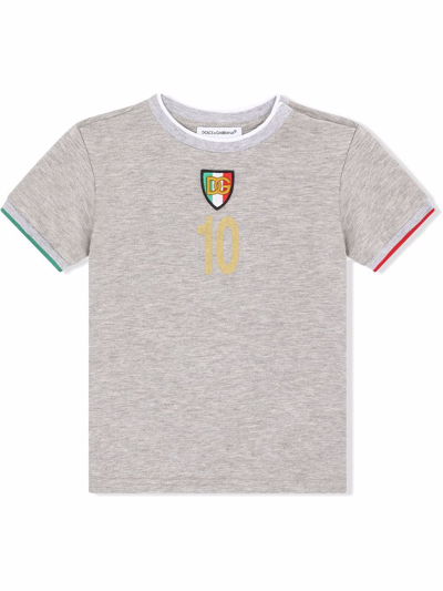 Dolce & Gabbana Babies' Football-inspired Logo T-shirt In Grey