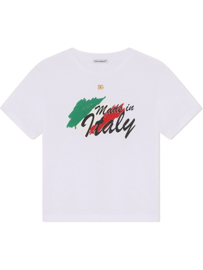 Dolce & Gabbana Kids' Made In Italy Logo T-shirt In White