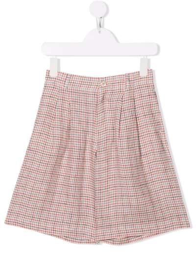 Gucci Kids' Plaid-check Print Shorts In Neutrals