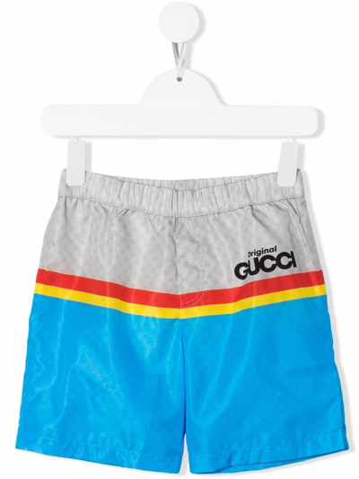 Gucci Kids' Logo-print Swim Shorts In Grey