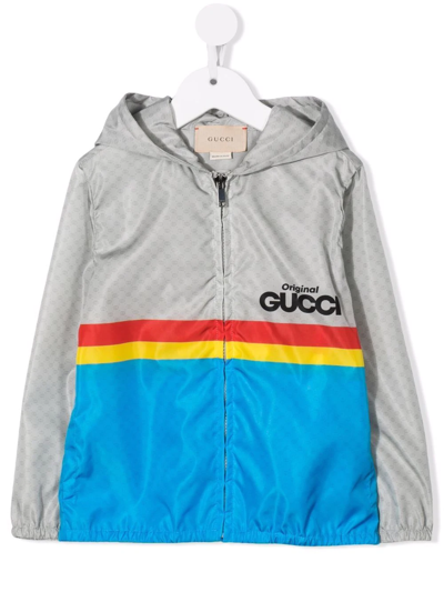 Gucci Kids' Logo-print Hooded Rain Jacket In Multi