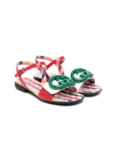 Gucci Kids' Logo-plaque Sandals In Red