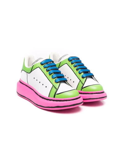 Alexander Mcqueen Kids' Colour-blocked Low-top Trainers In White