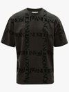 Jw Anderson All-over Logo Print Grey T-shirt In Grigio