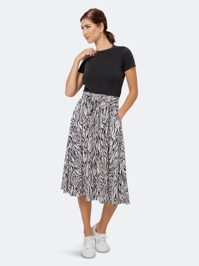 Leota Mindy Zebra Print Midi Skirt In Black