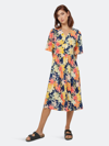 LEOTA LEOTA ZOE DRESS IN GINKGO FLORAL MARITIME BLUE