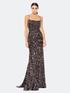 Mac Duggal Sequin Lace-up Trumpet Gown In Black Rose