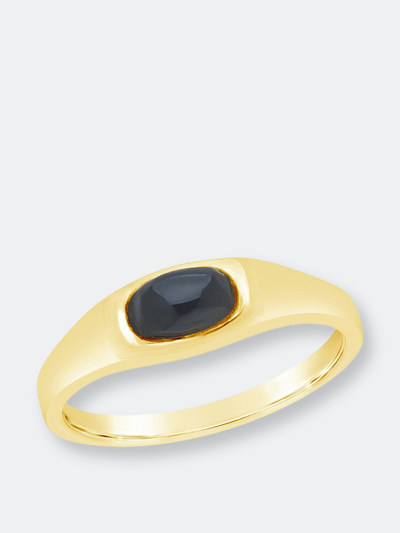 Sterling Forever Onyx Signet Ring In Gold