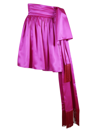 Rochas Drape-detail Pleated Mini Skirt In Bright Pink