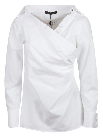 Max Mara Veranda Cotton Poplin Collared Blouse In White