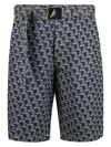 Lanvin Geometric-print Bermuda Shorts In Blue Navy