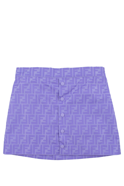 Fendi Kids' Ff Nylon Skirt In Viola