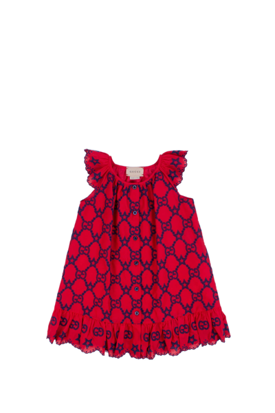 Gucci Red Dress For Baby Girl With Double Gg