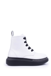 Alexander Mcqueen Lace-up Leather Boots In White
