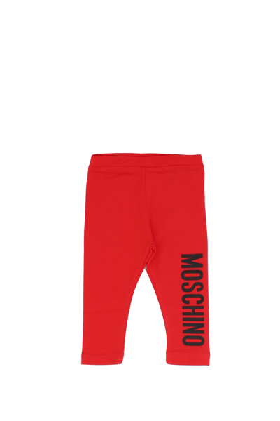 Moschino Babies' Cotton Leggings In Red