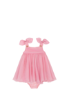 Dolce & Gabbana Chiffon Midi Dress With Metal Dg Logo In Rose
