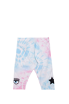 Chiara Ferragni Tie Dye Cotton Leggings With Logo Print In Multicolor