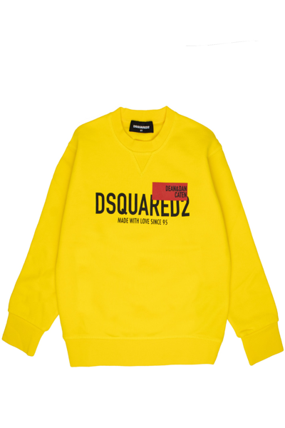 Dsquared2 Kids' Cotton Sweatshirt In Yellow