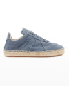 Maison Margiela Frayed Denim Low-top Espadrille Sneakers In China Blue