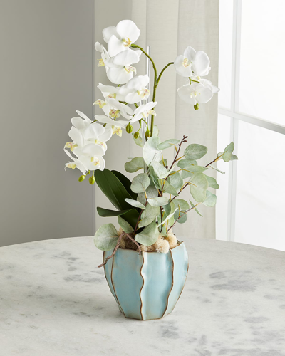 John-richard Collection Seafoam Orchids Faux-floral Arrangement In White