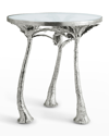 MICHAEL ARAM PALM ACCENT TABLE, NICKEL