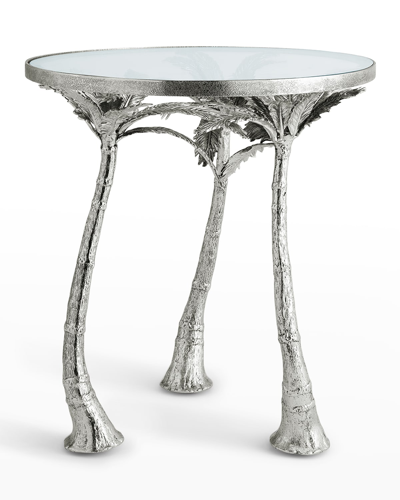 Michael Aram Palm Accent Table, Nickel In Silver