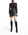 Zadig & Voltaire Zadig&voltaire Womens Noir Julipe Crinkled Leather Mini-skirt In Noir