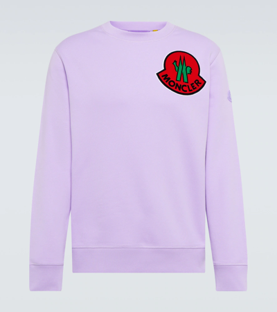 Moncler Genius 2 Moncler 1952 Logo-flocked Cotton-jersey Sweatshirt In Purple